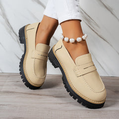 Bootara Women's Plus Size Casual Retro Suede Loafers with Chunky Heel Platform
