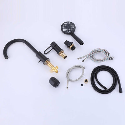 3-Hole Deck Mount Tub Faucet with Handheld Shower JK0052