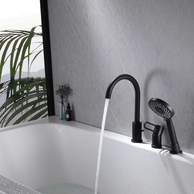 3-Hole Deck Mount Tub Faucet with Handheld Shower JK0052