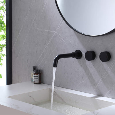 2-Handle Wall Mount Bathroom Sink Faucet Matte Black AMS21524H