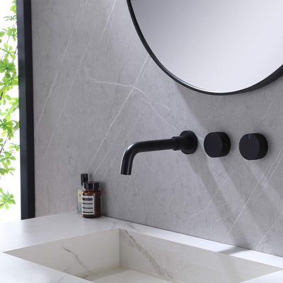 2-Handle Wall Mount Bathroom Sink Faucet Matte Black AMS21524H