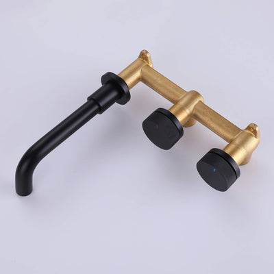 2-Handle Wall Mount Bathroom Sink Faucet Matte Black AMS21524H