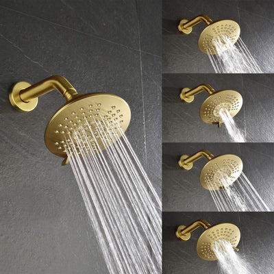 Bathroom Faucet Set Brushed Gold with 5 Functions Rain Shower Head Pressure Balance LYJ0037