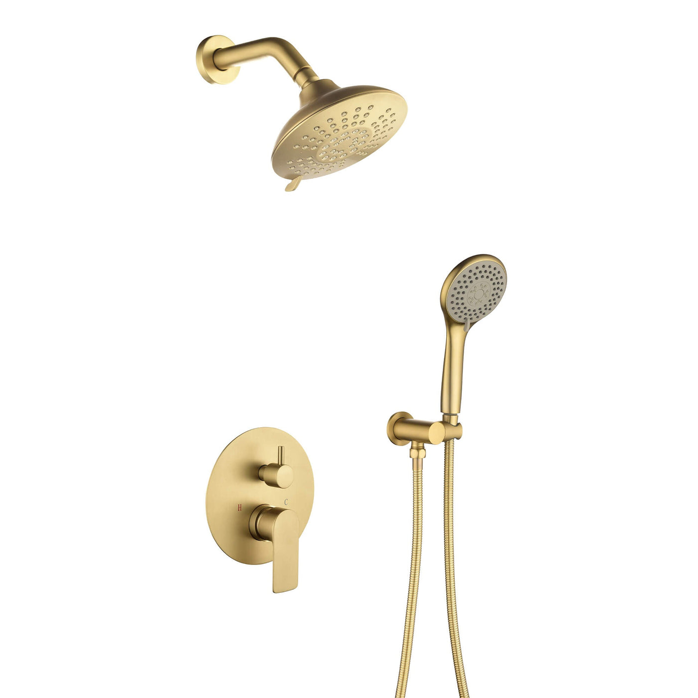 Bathroom Faucet Set Brushed Gold with 5 Functions Rain Shower Head Pressure Balance LYJ0037