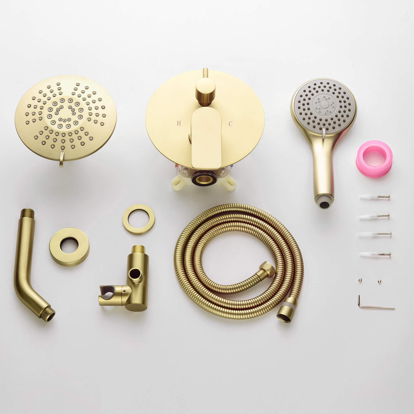 Bathroom Faucet Set Brushed Gold with 5 Functions Rain Shower Head Pressure Balance LYJ0037