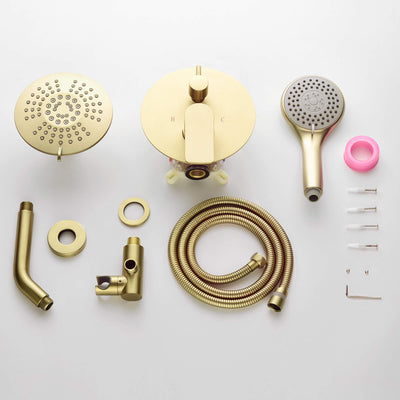 Bathroom Faucet Set Brushed Gold with 5 Functions Rain Shower Head Pressure Balance LYJ0037