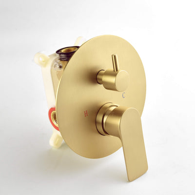Bathroom Faucet Set Brushed Gold with 5 Functions Rain Shower Head Pressure Balance LYJ0037