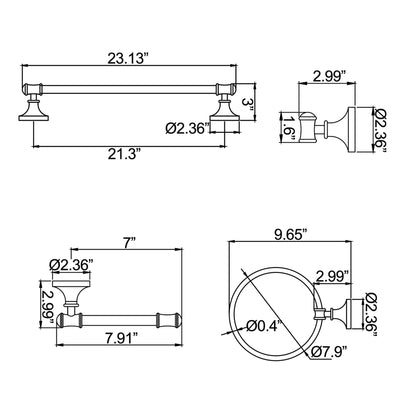 4-Piece Bathroom Hardware Set Wall Mounted Modern Bath Fixtures Accessories Set JK0082