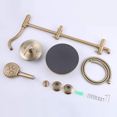 Bathroom Rainfall Shower Faucet Set with 5-Setting Handheld Shower Included Rough-in Valve  JK0112