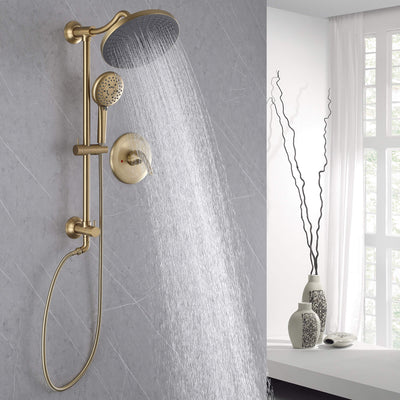 Bathroom Rainfall Shower Faucet Set with 5-Setting Handheld Shower Included Rough-in Valve  JK0112