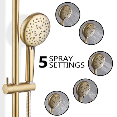 Bathroom Rainfall Shower Faucet Set with 5-Setting Handheld Shower Included Rough-in Valve  JK0112