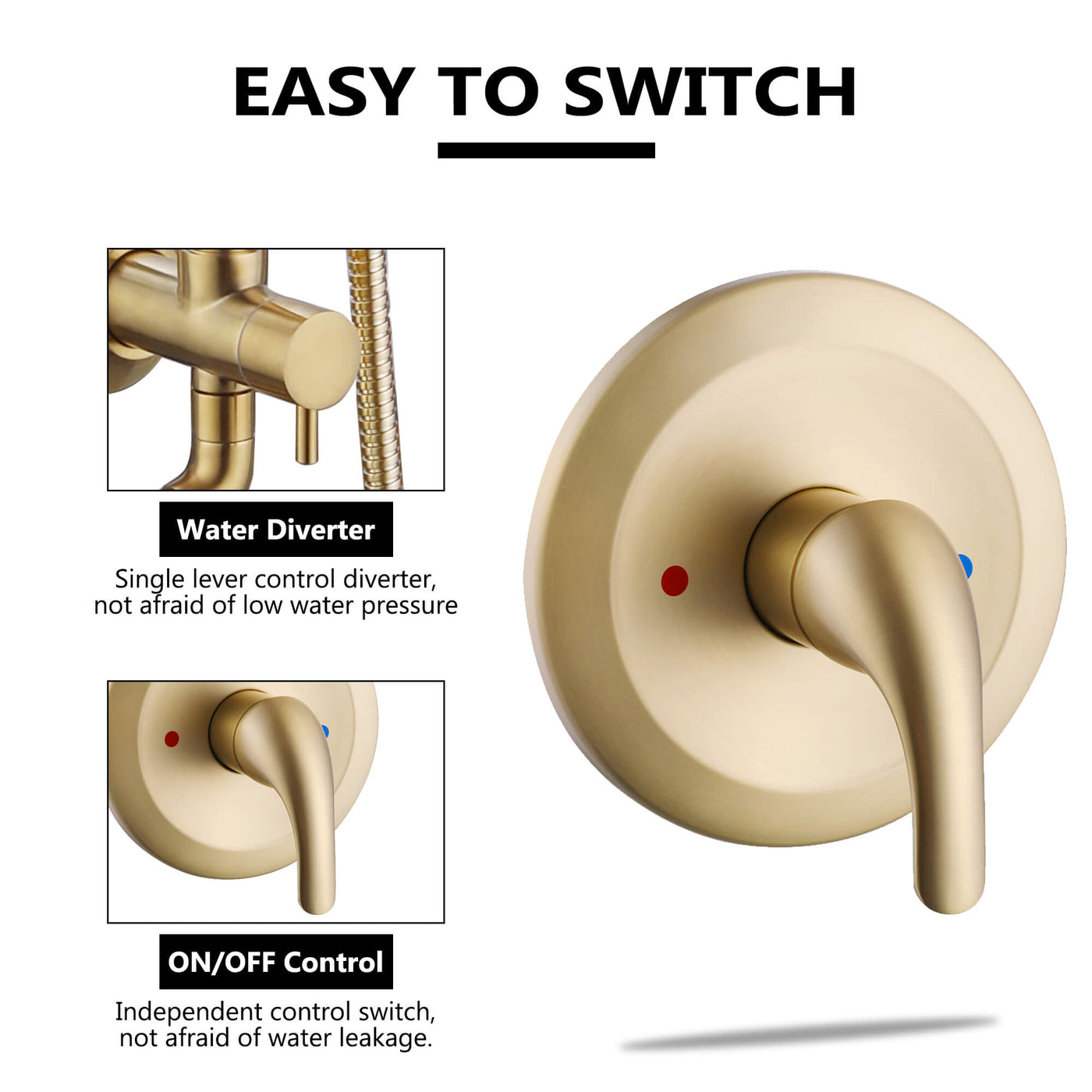 Bathroom Rainfall Shower Faucet Set with 5-Setting Handheld Shower Included Rough-in Valve  JK0112