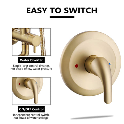 Bathroom Rainfall Shower Faucet Set with 5-Setting Handheld Shower Included Rough-in Valve  JK0112