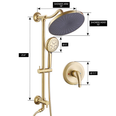 Bathroom Rainfall Shower Faucet Set with 5-Setting Handheld Shower Included Rough-in Valve  JK0112