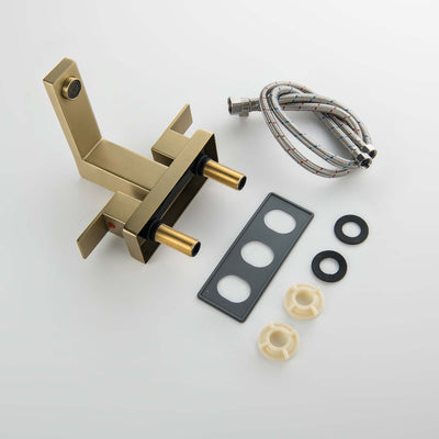 2 Handle Centerset Bathroom Sink Faucet 4 Inch Vanity Faucet 3 Hole Lavatory Faucet Brushed Gold JK0125