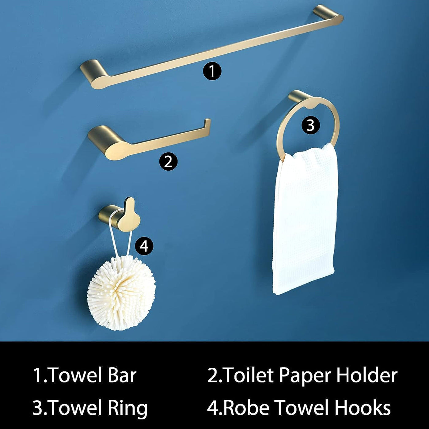 4-Piece Bathroom Hardware Set SUS304 Stainless Steel Wall Mounted Bathroom Accessories JK0173