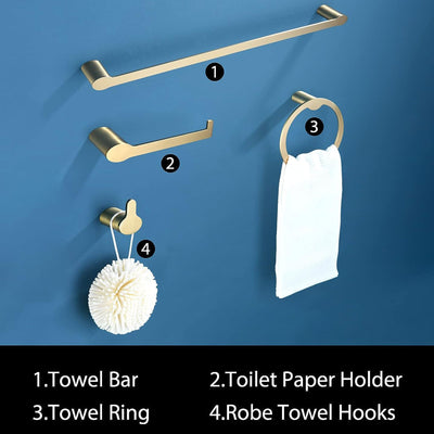 4-Piece Bathroom Hardware Set SUS304 Stainless Steel Wall Mounted Bathroom Accessories JK0173