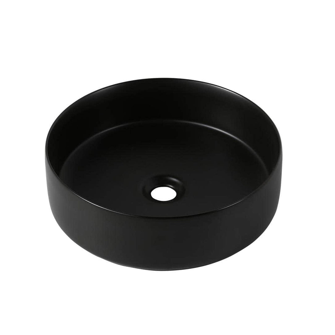 Modern Style Stone Resin Circular Vessel Bathroom Sink Art Sink Matte Black JK0233
