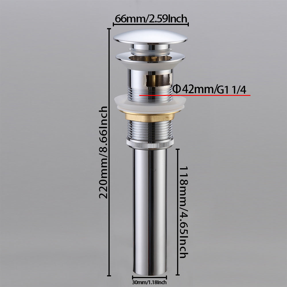 Bathroom Sink Drain with Overflow Vessel Sink Pop Up Drain Stopper Brushed Nickel RB0739BN