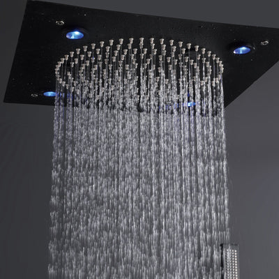 3 Function Large Shower System with Body Spray and LED Light Matte Black RB0815