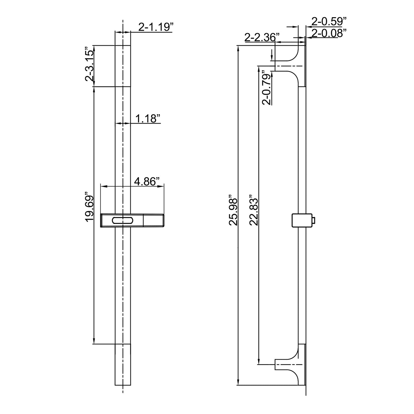 3-Function Handheld Shower Head with Slide Bar and 59-inch Hose RB0890