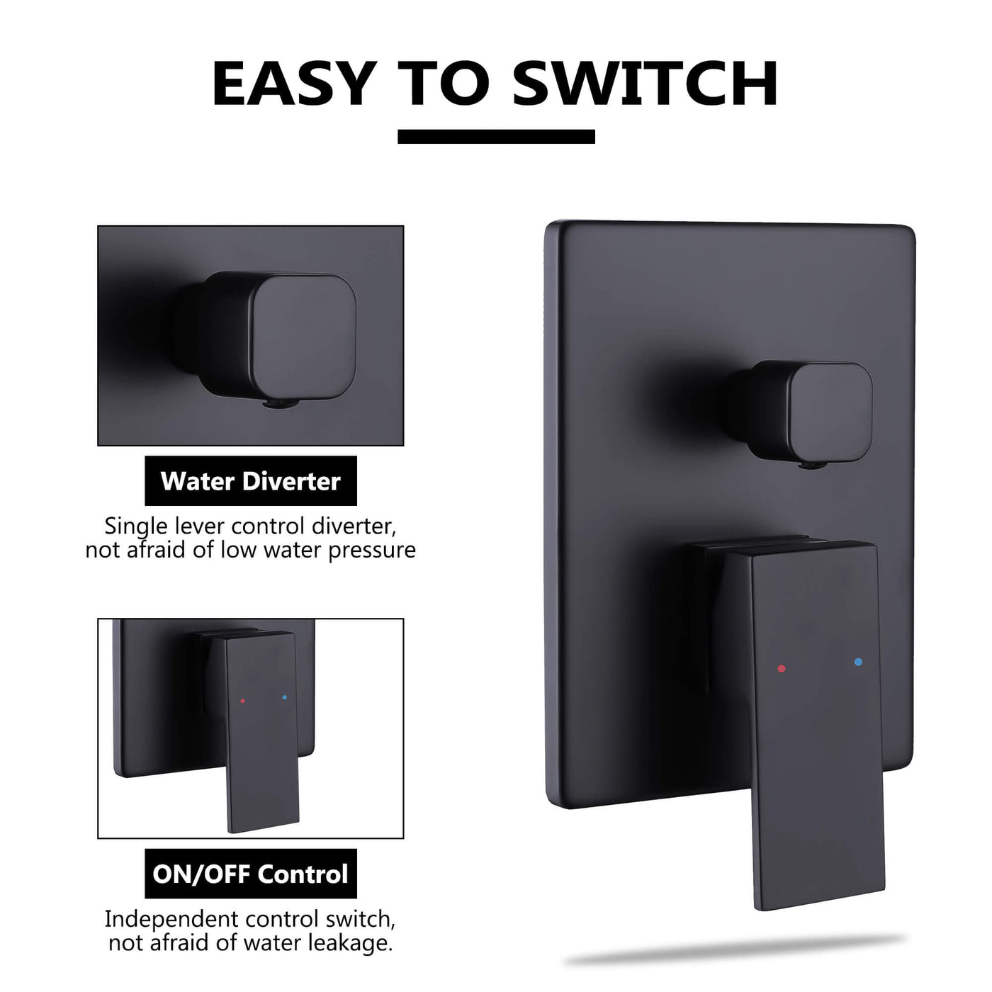 3-Function Pressure-Balanced Rain Shower System with Tub Spout RB0906