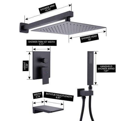 3-Function Pressure-Balanced Rain Shower System with Tub Spout RB0906