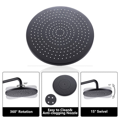 3-Function Shower Faucet Brass Exposed Shower System Matte Black RB1041