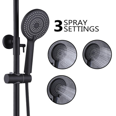 3-Function Shower Faucet Brass Exposed Shower System Matte Black RB1041