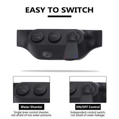 3-Function Shower Faucet Brass Exposed Shower System Matte Black RB1041