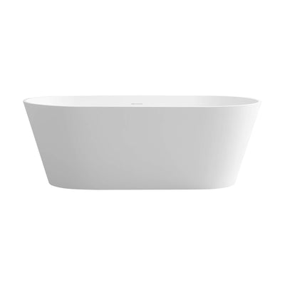 Artificial Stone Resin Freestanding Bathtub Solid Surface Soaking Stand Alone Tub with Pop-up Drain and Hose