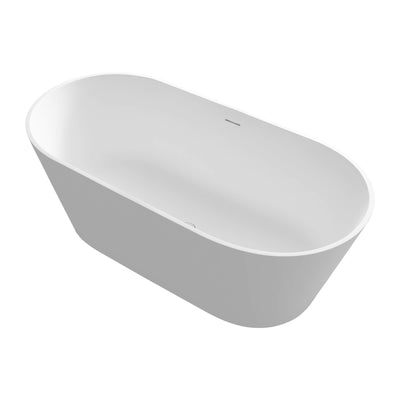 Artificial Stone Resin Freestanding Bathtub Solid Surface Soaking Stand Alone Tub with Pop-up Drain and Hose
