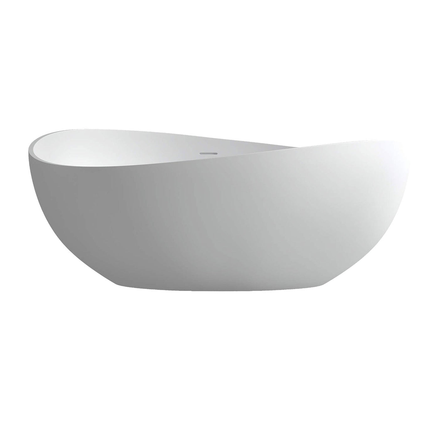 63 in. Artificial Stone Resin Solid Surface Matte Freestanding Bathtub in White with Pop-up Drain and Hose