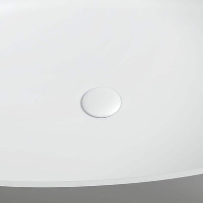 63 in. Artificial Stone Resin Solid Surface Matte Freestanding Bathtub in White with Pop-up Drain and Hose