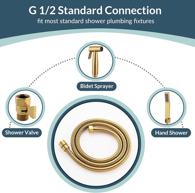 59-inch Shower Hose for Handheld Shower Head Brushed Gold